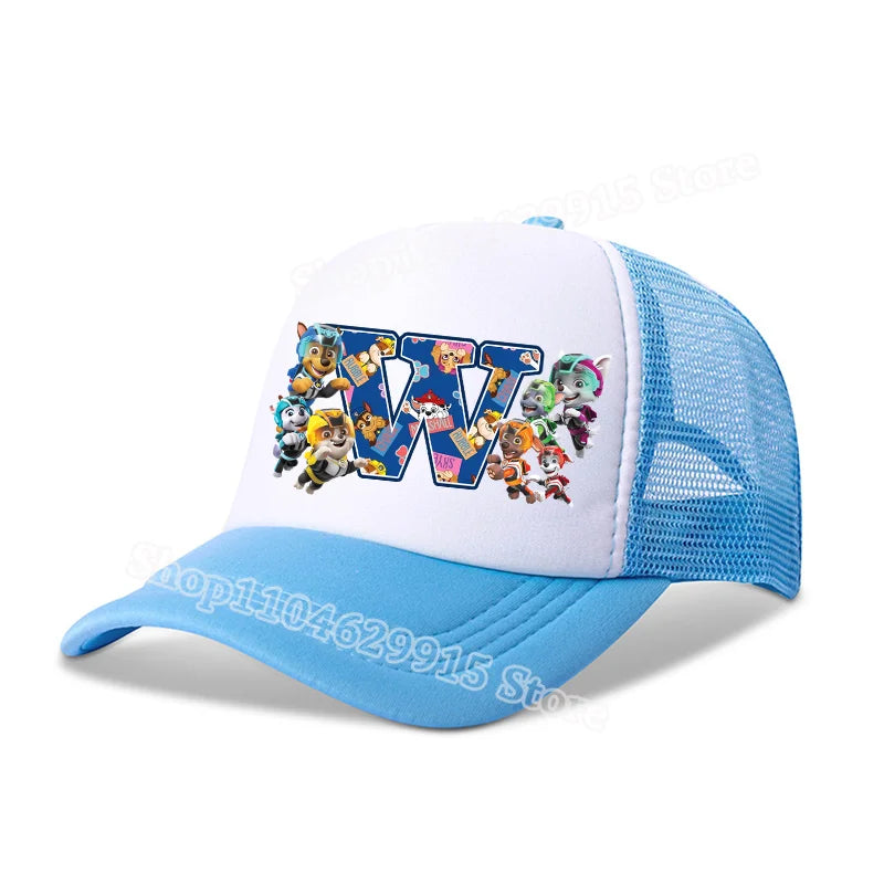 Paw Patrols Baseball Cap Boys Girls Cartoon Anime Chase Skye A-Z Letters Print Hat Summer Athleisure Adjustable Casual Hats Gift