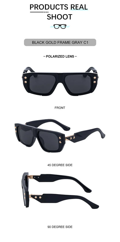 Polarized Steampunk Square Sunglasses Men 2026 Luxury Brand Punk Big Frame Driving Sun Glasses Fashion Eyewear For Male Shades