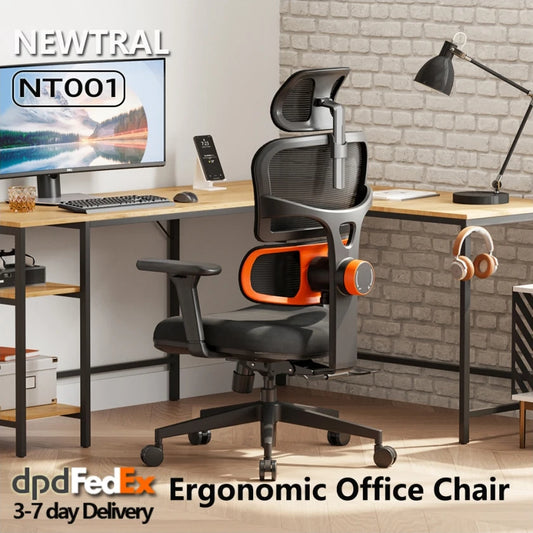 NEWTRAL NT001 Ergonomic Office Chair with Auto-Following Lumbar Support, 3 Recline Angle, Adjustable Backrest Armrest Headrest