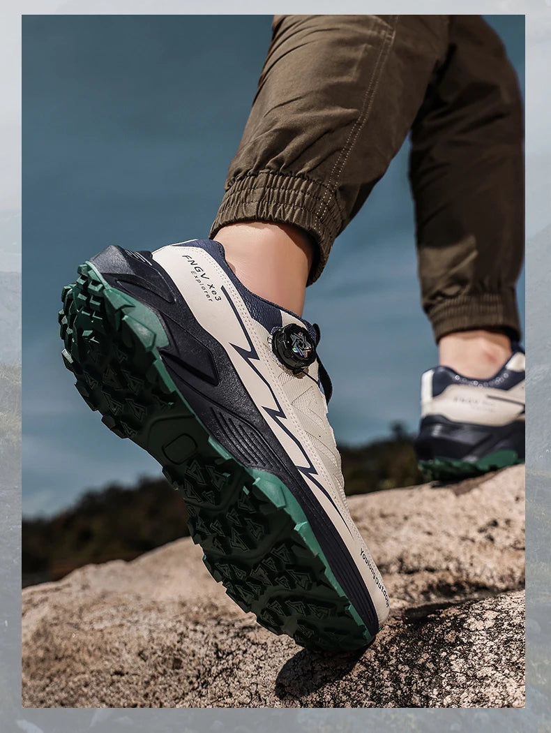 Sneakers til mænd, casual udendørssko, skridsikre, stødabsorberende og alsidige offroad-vandresko med komfortabel, blød sål til løb for mænd