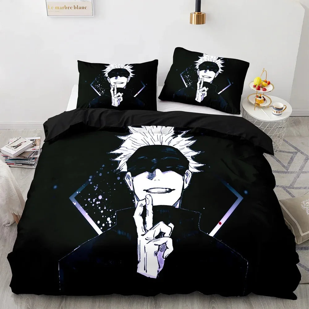 Anime Jujutsu Kaisen Satoru Gojo Bedding Set Boys Girls Twin Queen Size Duvet Cover Pillowcase Bed Kids Adult Home Textileextile