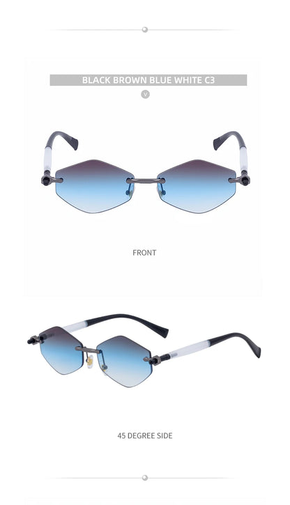 Rimless Polygon Sunglasses Women 2026 Luxury Brand Fashion Retro Sun Glasses Punk Hexagon Eyewear For Lady UV400 Outdoor Shades