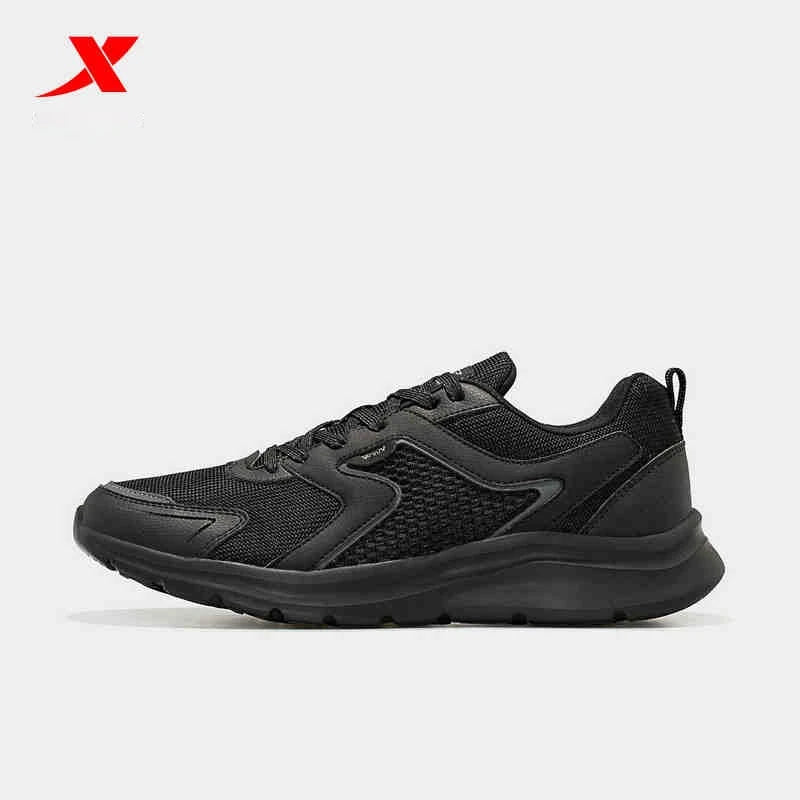 Zapatillas deportivas Xtep para hombre, de malla transpirable, para correr, para maratón de invierno, negras y blancas, zapatillas deportivas para hombre, 879119110110