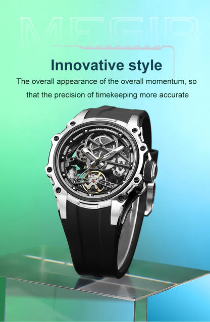 MEGIR Fashion Men's Full Automatic Watches Hollow Out Luminous Sports Mechanical Watch Waterproof Wristwatches Reloj Hombre 2243