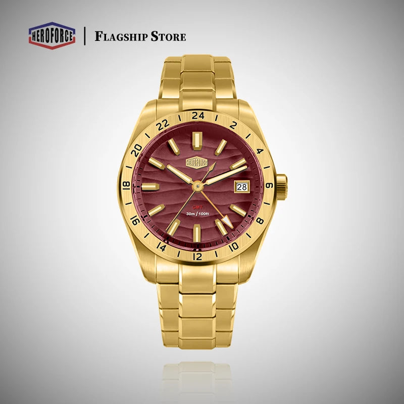 HEROFORCE Men's Well-known Brand Watch; Men's Fashion Waterproof Luminous Stainless Steel Band Casual Calendar Quartz Men Watch