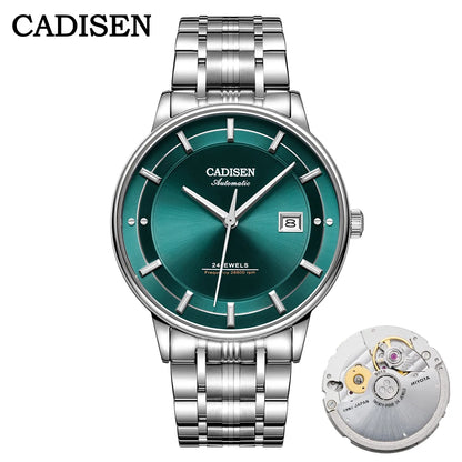 CADISEN Ultra-thin Mechanical Wriswatch Japan MIYOTA 9015 Top Brand Luxury Single-dome Sapphire Crystal  Automatic Watch Man
