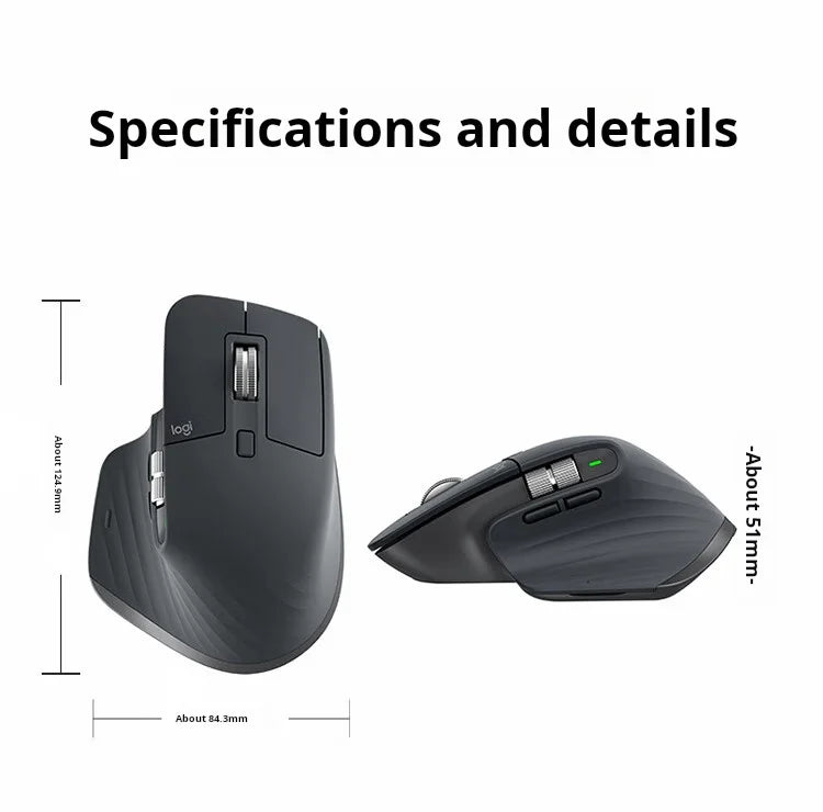 Logitech MX Master 3S Wireless Bluetooth Mouse, Ergonomic Business Office Mouse with 8K DPI, Rechargeable Multi-Device Wireless Mouse