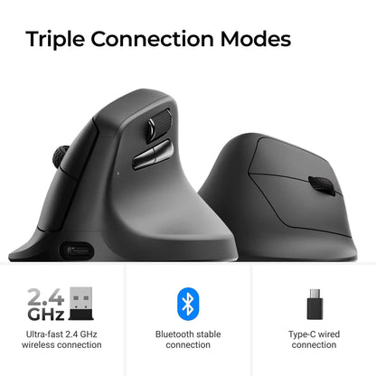 Keychron M5 trådløs ergonomisk optisk mus, 8K polling rate, 2.4GHz og Bluetooth, Type-C, 3950-sensor