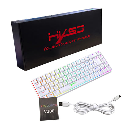 Mechanische Gaming-Tastatur mit 68 Tasten, Russisch/Englisch, zweisprachig, mit RGB-Hintergrundbeleuchtung fürs Gaming