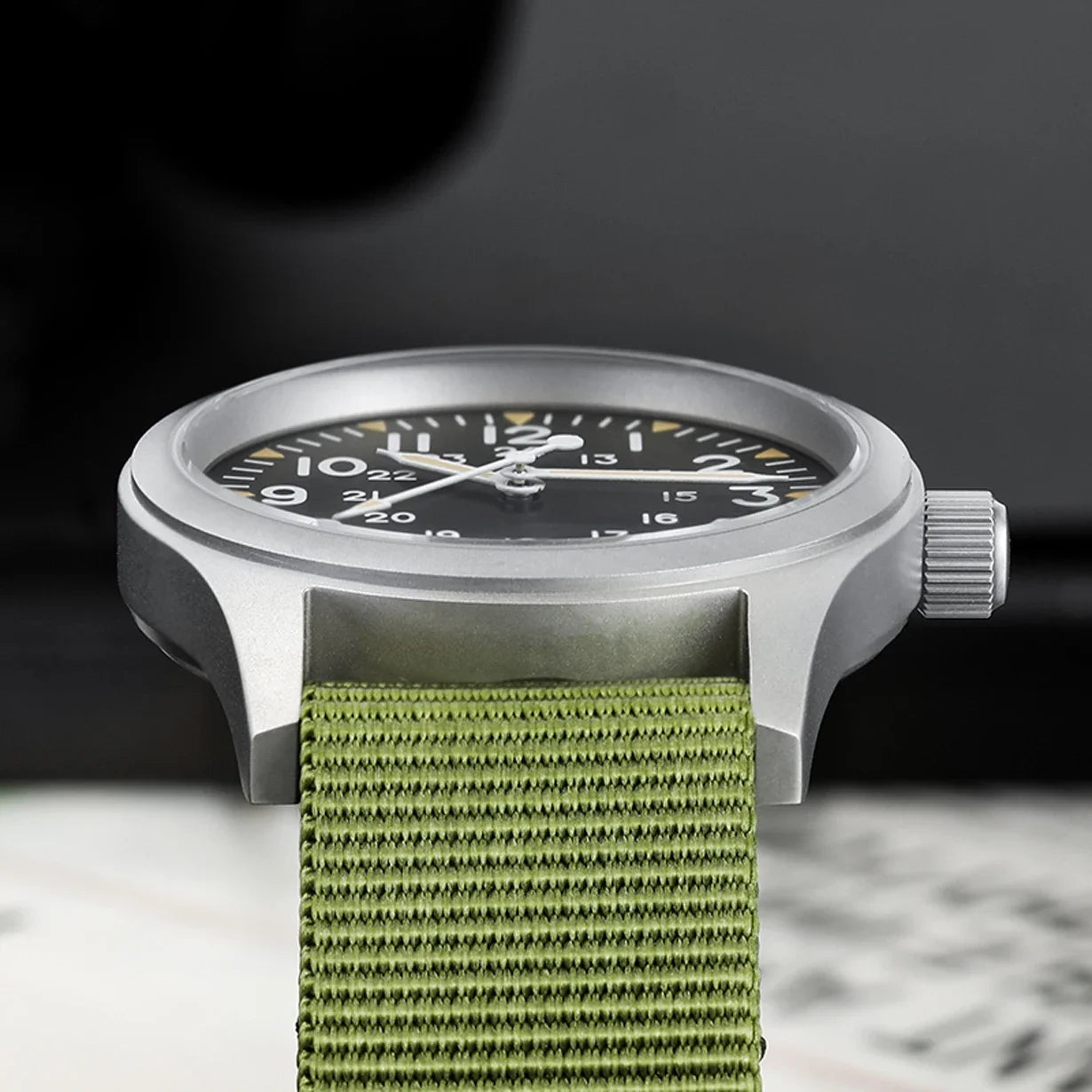 Militado ML05 38mm Military Watch Miyota 2035 Movement Domed Sapphire Crystal C3 Green Luminous 10Bar Waterproof Vintage Watches