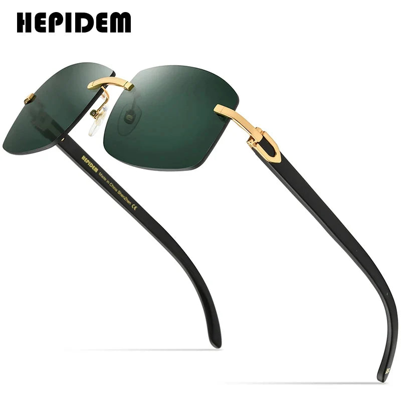 HEPIDEM Buffalo Horn Glasses Men Famous Brand Design Rimless Sunglasses Women Luxury Eyewear Horn-Rim Frameless Buffs Eyeglasses