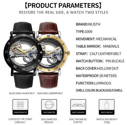 Watch Men Automatic Watch Luxury Watch Man Mechanical Wristwatch Skeleton Design Waterproof Leather Strap Male Watch Reloj Hombr