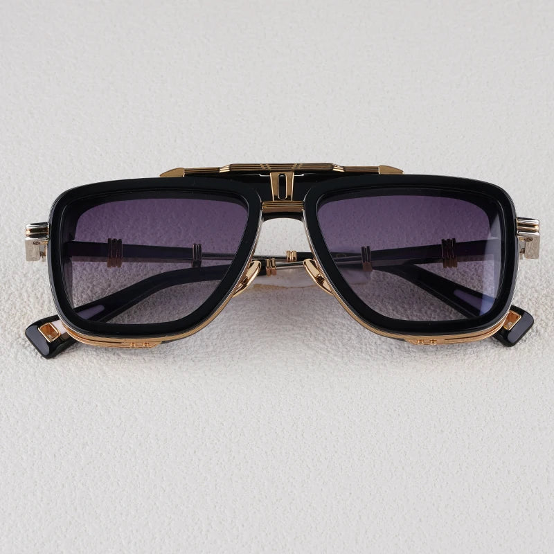 Gto Square Alloy Thick Frame Gradient Sunglasses for Men and Women High Quality Brand Designer uv400 Outdoor Trendy Eyeglasses
