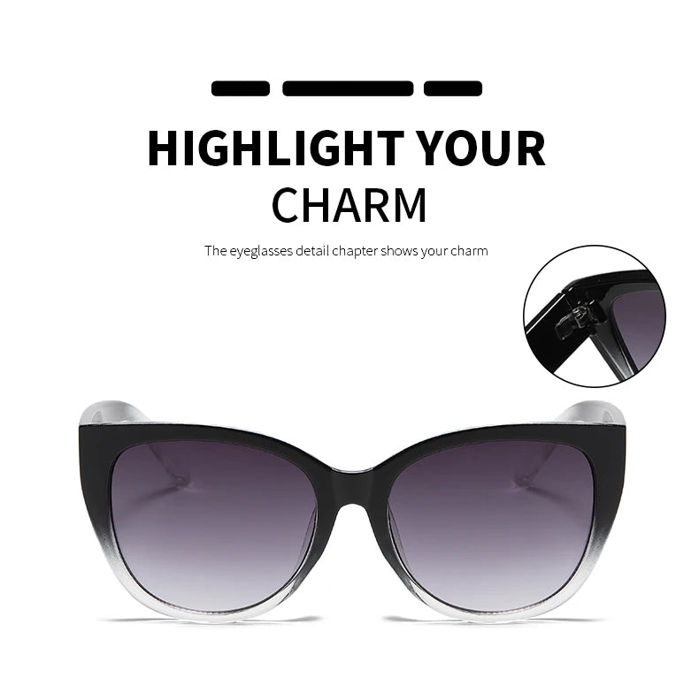 Retro Fashion Cat Eye Sunglasses Women Brand Sun Glasses Gradient Lens Simple Wide Leg Design Unisex Cateye Female Shades UV400