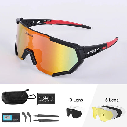 X-TIGER Cycling Glasses Polarized Glasses Bike Eyewear Sports Men's Photochromic Sunglasses MTB Road Bicycle Goggles 3/5 Lens