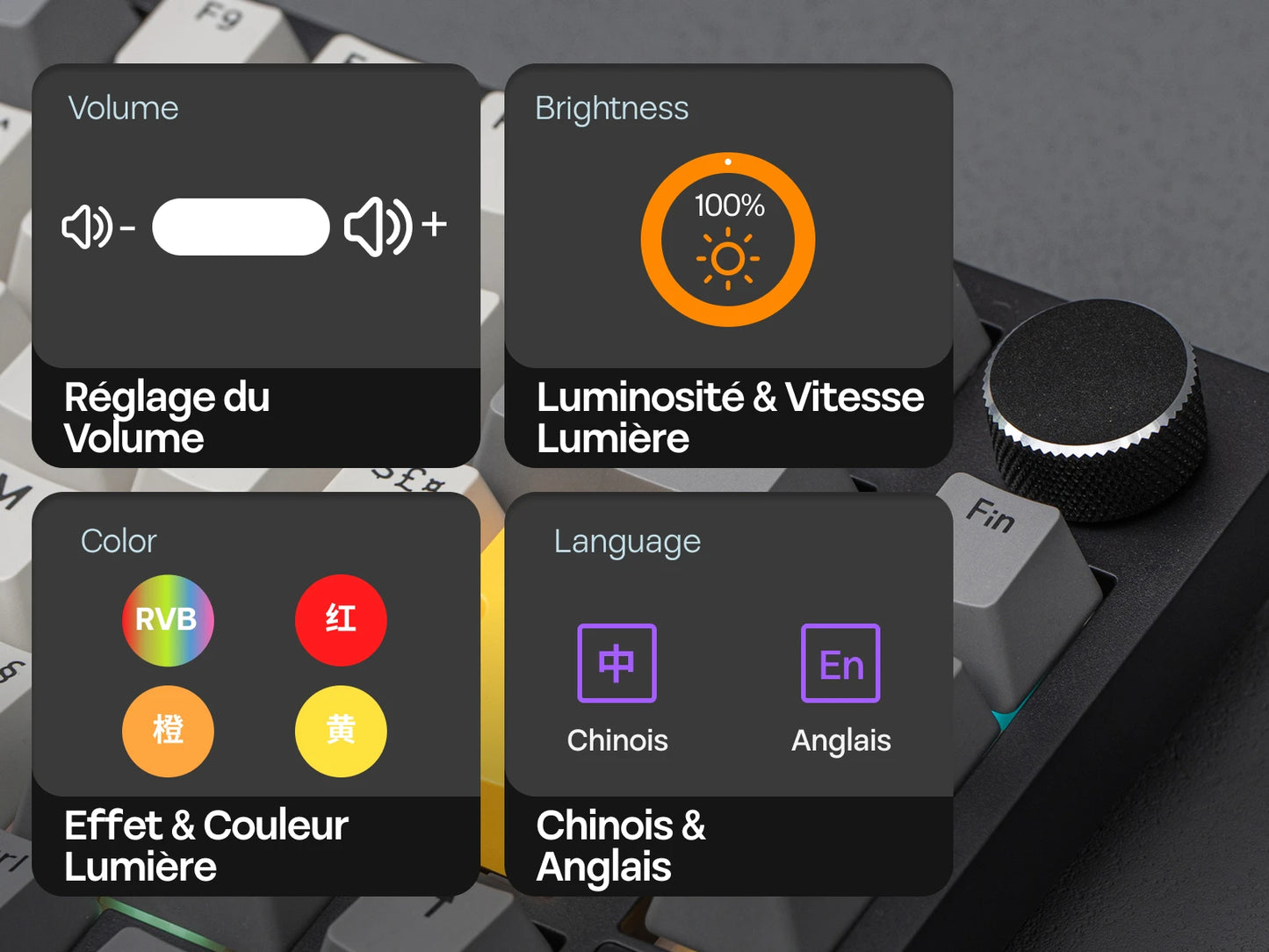 ISO-FR Layout EPOMAKER X AJAZZ AK820 PRO 75% AZERTY French Hot-Swap Wired/BT/2.4GHz Wireless Mechanical Keyboard for Win/Mac/PC