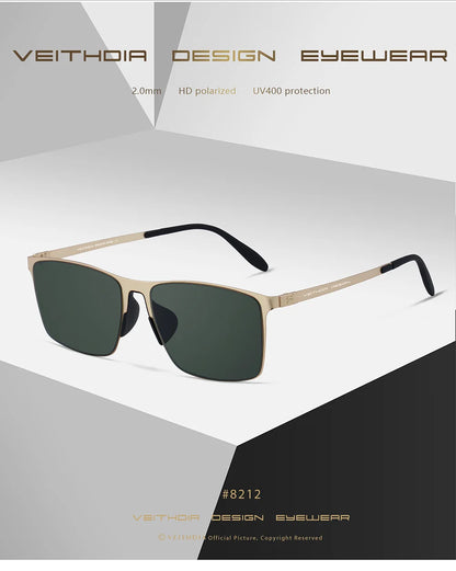 VEITHDIA Brand Fashion Sunglasses Stainless Steel High-definition Nylon Lens Polarized UV400 Eyeglasses For Men Women,  8212