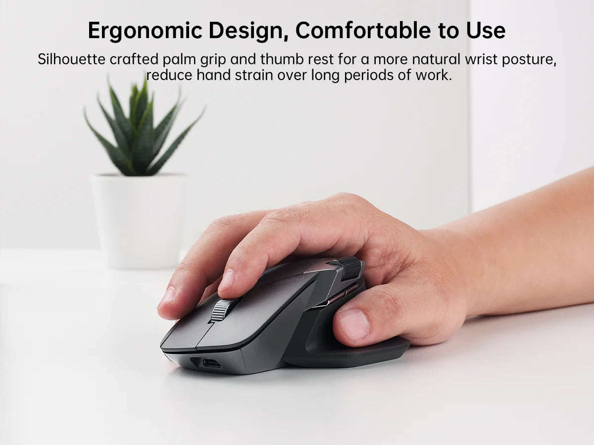 Rapoo MT760L/MT760M kelių režimų įkraunama belaidė ergonomiška pelė, 4000 DPI, palaiko iki 4 įrenginių, Bluetooth pelė