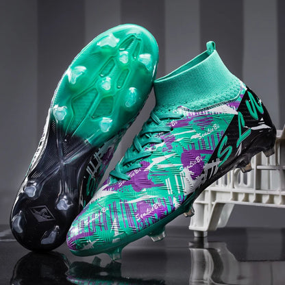 Chaussures de football professionnelles pour hommes/femmes, crampons antidérapants FG, bottes de football respirantes, chaussures d'entraînement à tige haute