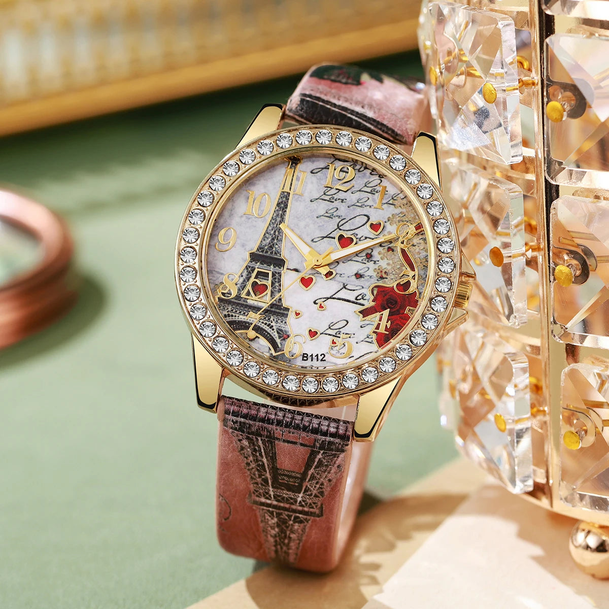 Fashion Flowers Women Watches Ladies Leather Strap Analog Quartz Watch Reloj Mujer Girls Clock Gift