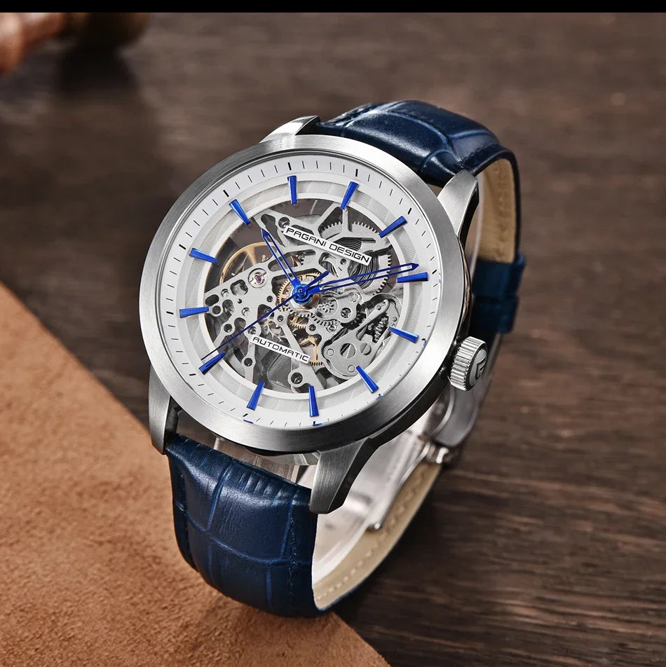 PAGANI DESIGN Business Man Watch Luxury Skeleton Hollow Leather Men's Wristwatch New Mechanical Male Clock Relogio Masculino