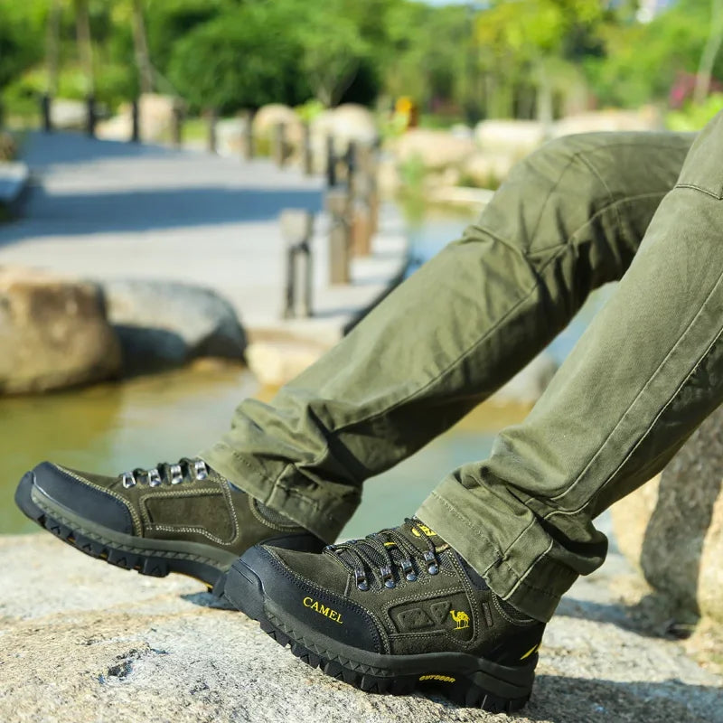 Scarpe da trekking da uomo in pelle scamosciata, sneakers outdoor da trail, scarpe da arrampicata antiscivolo e traspiranti, scarpe sportive da montagna da uomo