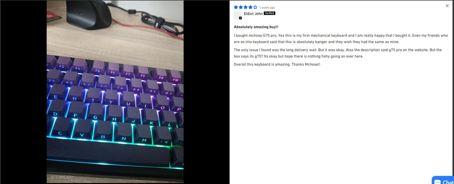 Teclado mecánico inalámbrico MCHOSE G75 Pro, diseño 75%, montaje gasket, 5 capas de amortiguación, retroiluminación RGB, triple modo y hot-swappable