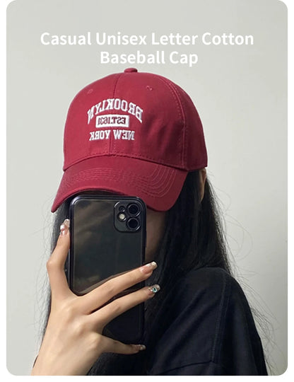 Letter Embroidered Baseball Cap for Women Spring Summer Outdoor Sunscreen Unisex Snapback Hat Sports Casual Men Hip Hop Hat