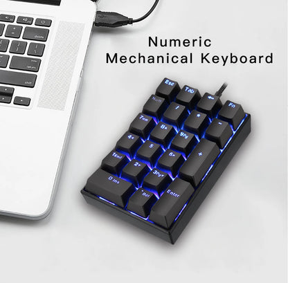 Motospeed K23 Mechanical Numeric Keypad USB Wired Numpad LED Backlight Gaming Keyboard Red Switch Extended Layout For PC Laptops