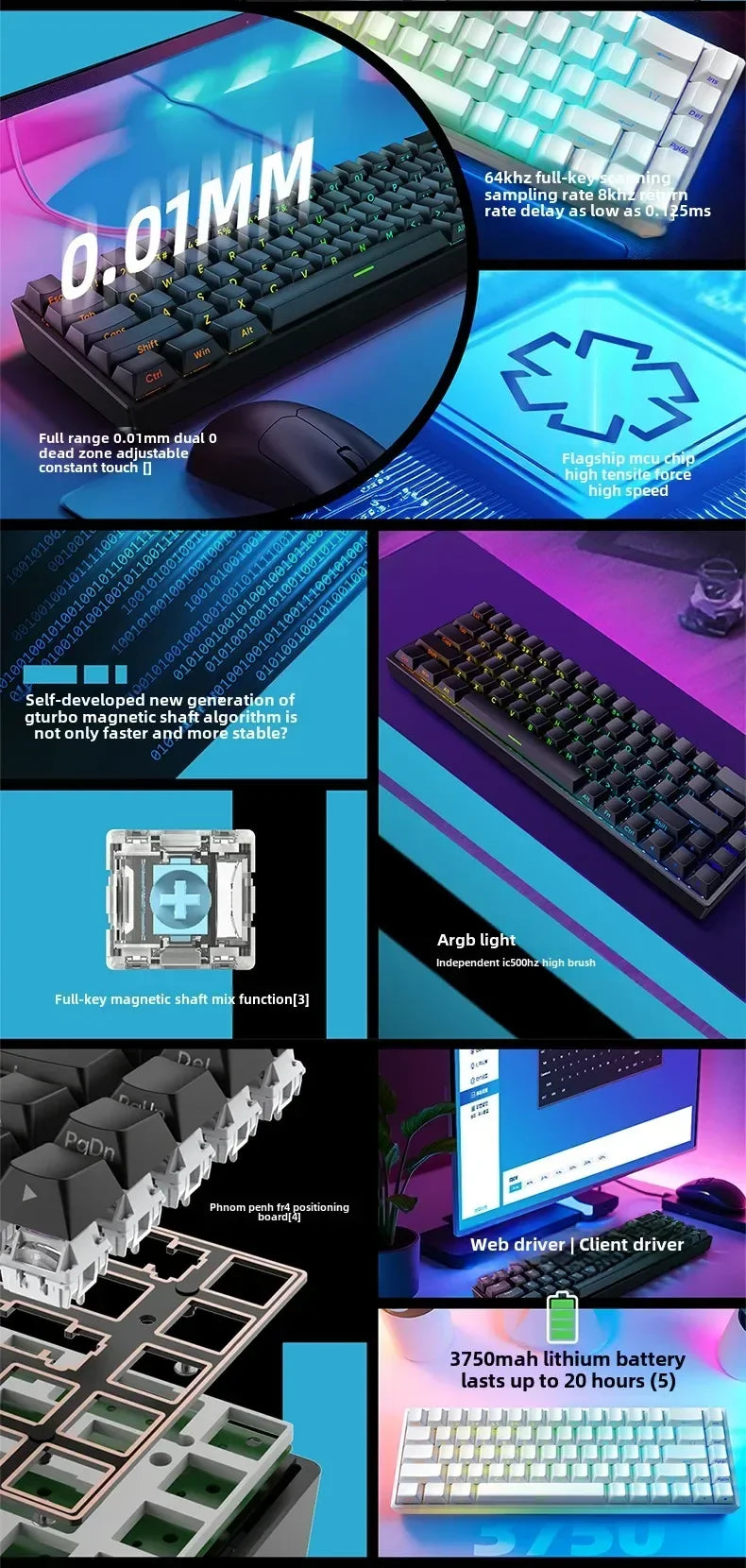 IROK Mars68 PRO Gaming Magnetic Switch E-sport Wireless Mechanical Keyboard RGB Long Battery Custom Hot Swap Gaming Accessories