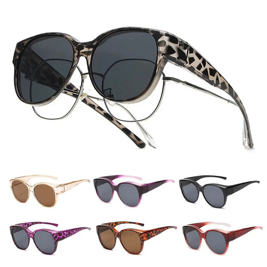 Fashion UV Protection Driving Sunglasses Round Frame Y2K Wear Over Glasses Retro Black Shades for Women Men