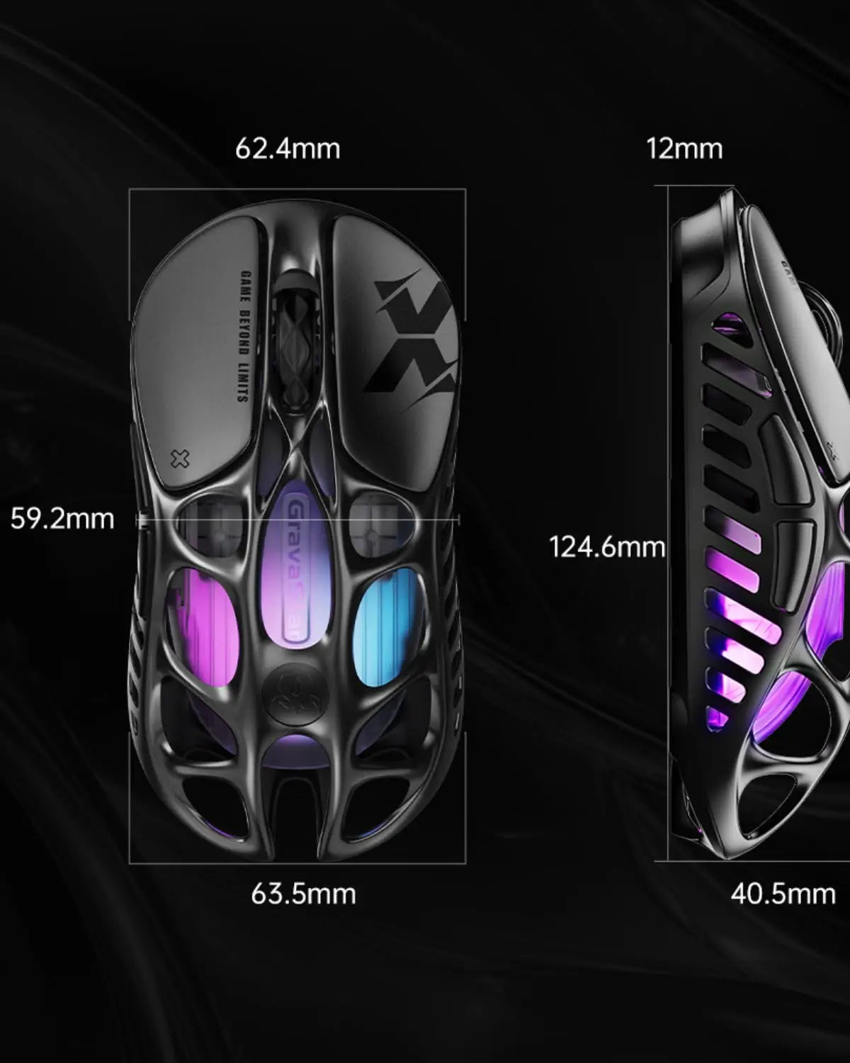 GravaStar Mercury X bežični gaming miš – senzor PAW 3950 od 32,000 DPI, brzina osvježavanja 1000Hz, samo 49g, šuplji okvir od magnezijske legure