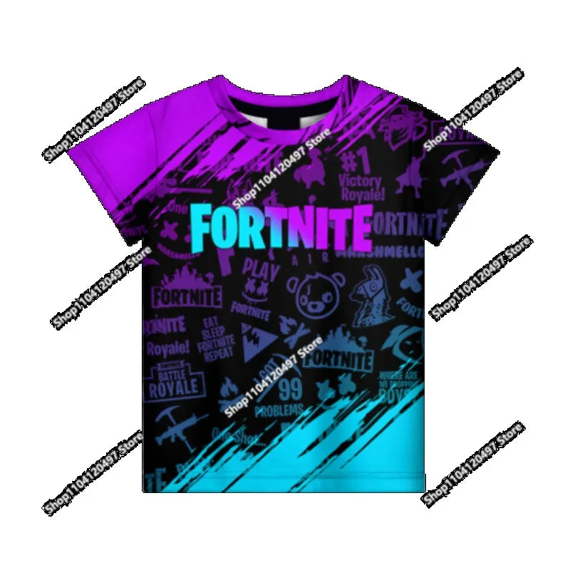 Tricou Fortnite pentru băieți, tricou de vară cu tematică anime și jocuri, tricou universal, tricou drăguț, tricou basic Battle Gamer, cu mânecă scurtă, pentru bărbați