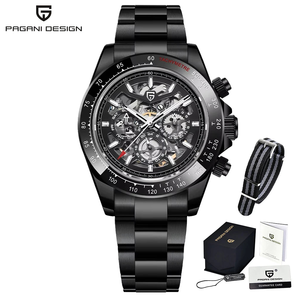 PAGANI DESIGN Men‘s Automatic Mechanical Watch Stainless Steel Waterproof Sport 10Bar Luxury Casual Watch for Men Reloj Hombre