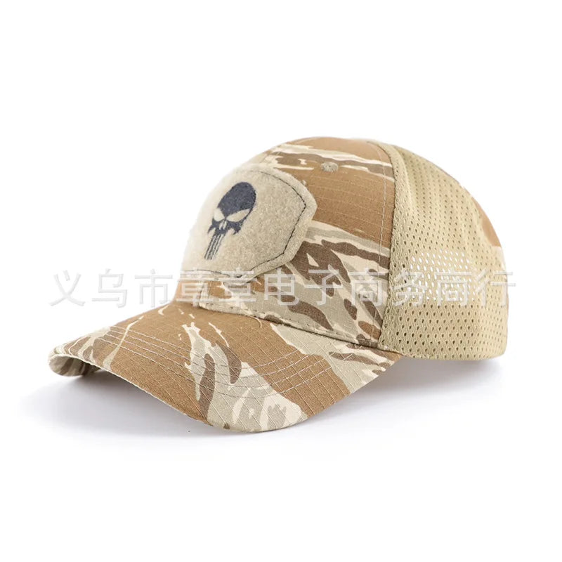 New Camo Baseball Cap for Men, Tactical Military Style with Velcro Patch, Outdoor Hiking Sun Hat & Peak Cap