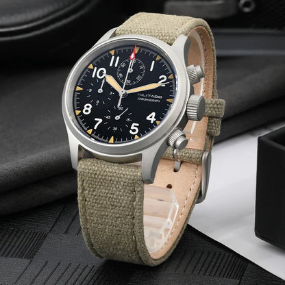Militado VK61 VK67 Quartz Chronograph Watch 39mm 316L Stainless Steel Case 3 Dial Waterproof 100M  Multifunction Military Watch