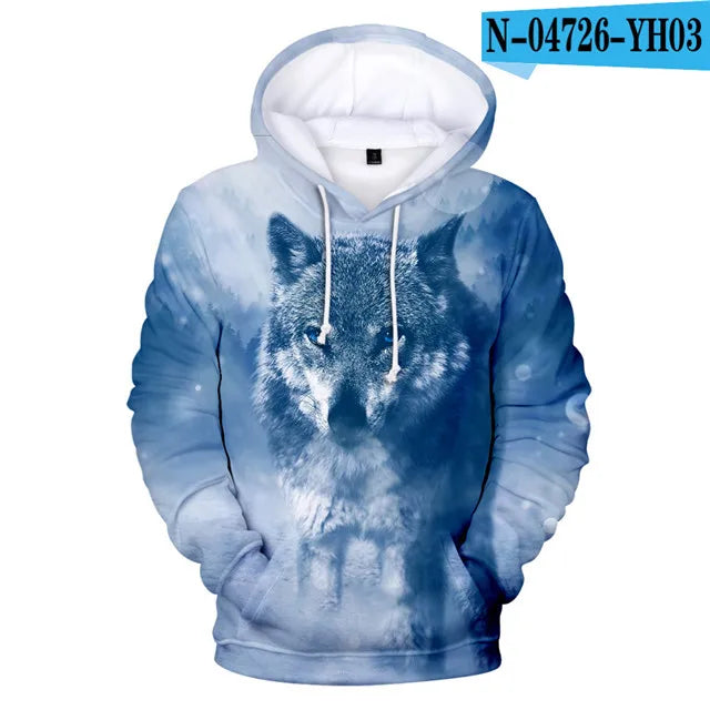 Cool Space Galaxy Wolf Hoodie Hoodies Men Bright Wolf Fashion Handsome Wolf Hoddies Spring Autumn Pullovers Sweatshirts Sweat
