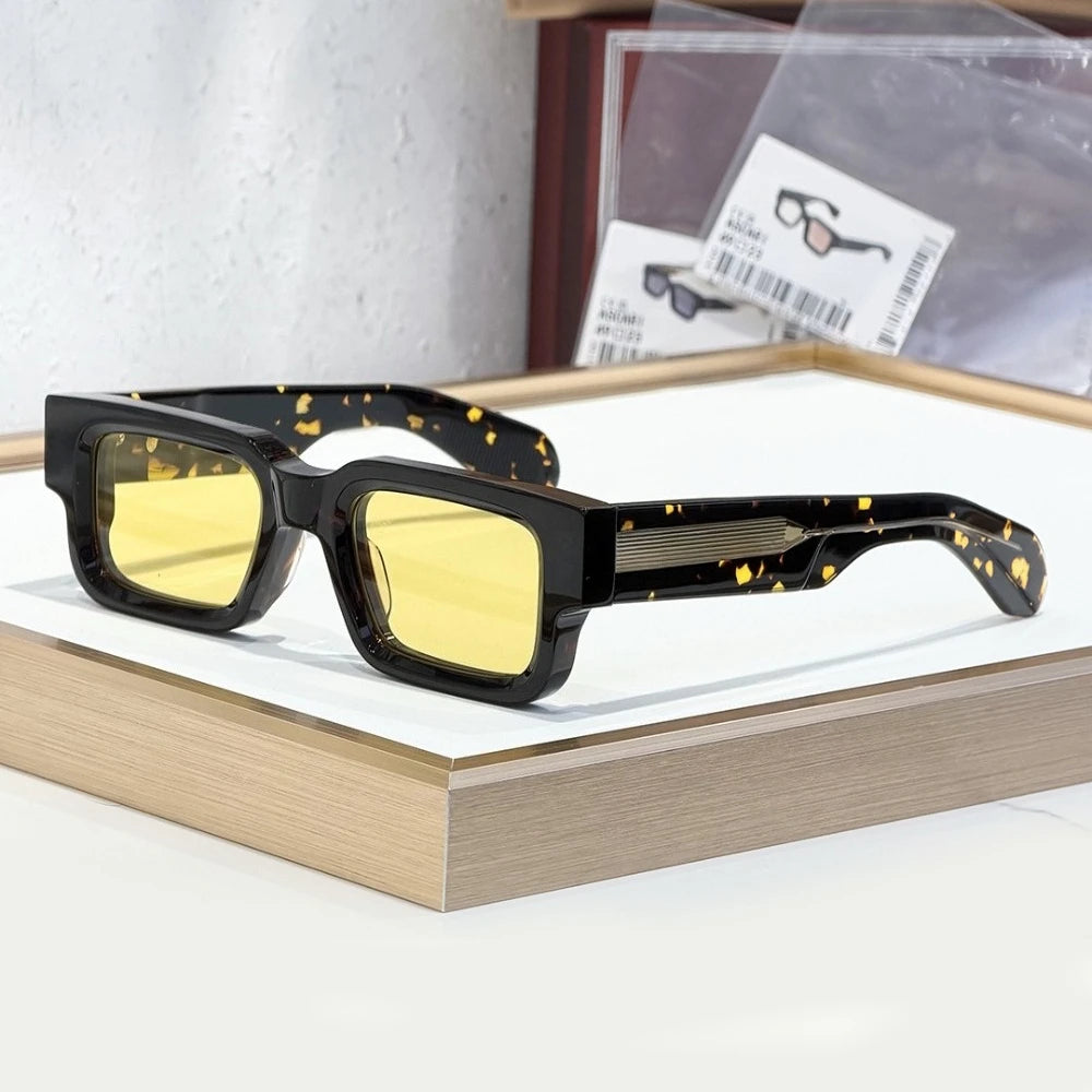 Sunglasses ASCARI Vintage Square Unisex Handcrafted Acetate UV400 Classic Retro Designer Eyewear