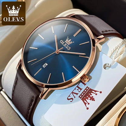 OLEVS 5869 Men's Watch Japan Quartz Movement Thin Case Fashion Waterproof Watch For Men Calendar Simple Original Male Wristwatch