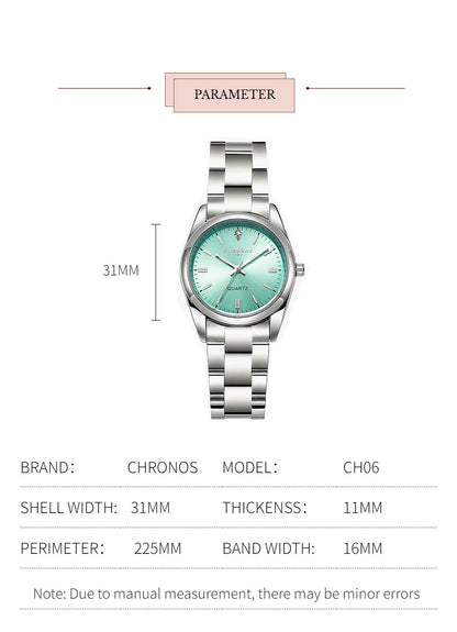 CHRONOS Women's Wrist watch Original Luxury Watches for Ladies Waterproof Stainless Steel Quartz Woman Wristwatch 2023 trend