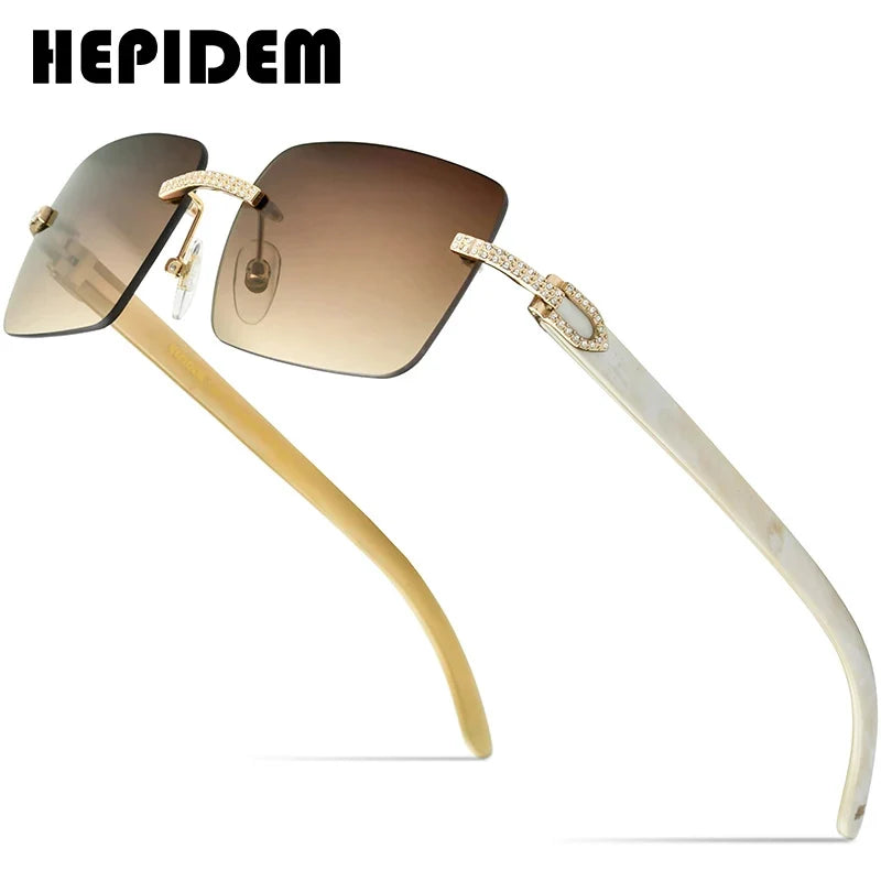 HEPIDEM Buffalo Horn Glasses Men Famous Brand Design Rimless Sunglasses Women Luxury Eyewear Horn-Rim Frameless Buffs Eyeglasses