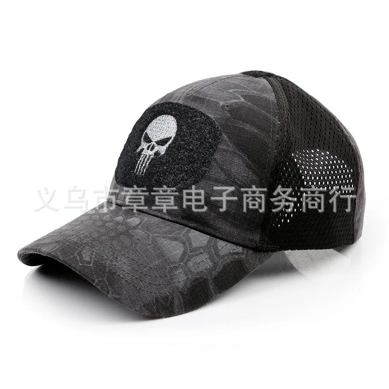 New Camo Baseball Cap for Men, Tactical Military Style with Velcro Patch, Outdoor Hiking Sun Hat & Peak Cap
