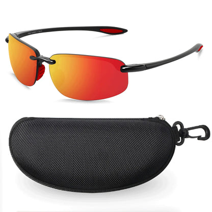MAXJULI Polarized Sports Sunglasses for Men Women TR90 Rimless Frame Protection for Running Fishing  Driving UV400 8001