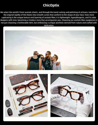 ChicOptix Fashionable Retro Acetate and Metal Sunglasses Unisex Luxury Brand Designer Style UV400 UV Protection Outdoor Casual