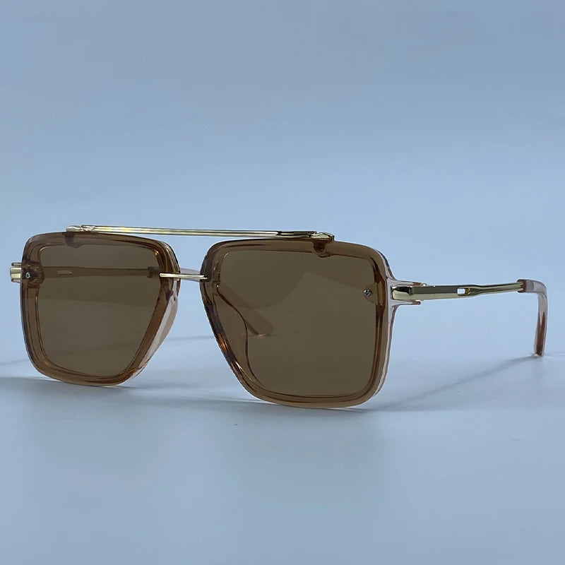 Steampunk Square Double Bridge Sunglasses Men Big 2026 Luxury Brand Designer Retro Punk Driving Sun Glasses Metal Frame Eyewear