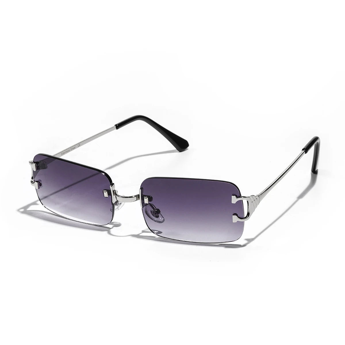 Ruiao 2026 rimless sunglasses UV400 fashion square metal glasses for men women designer man's brand sun shades for outdoor