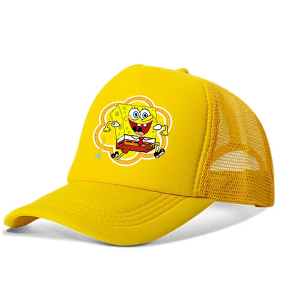 Cartoon SpongeBob Men Women Baseball Cap Outdoor Travel Boy Girl Mesh Sunhat Adult Hip Hop Dad Hat Summer Sport Trucker Peak Cap