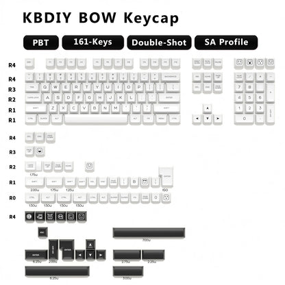 KBDiy 161 Keys/Set PBT SA Profile GMK Keycaps for Mechanical Keyboard Black And White Double Shot Keycap Custom ISO for K500