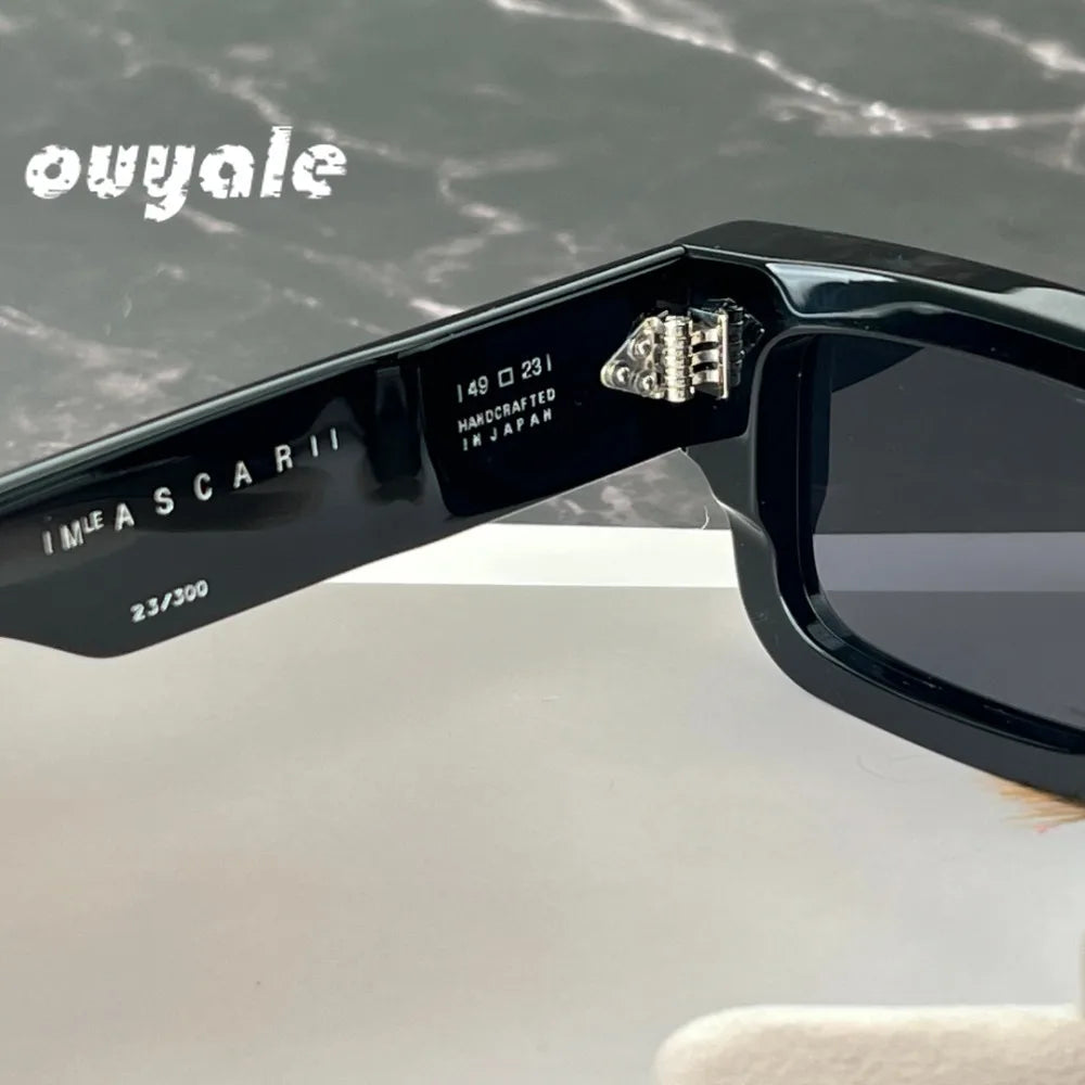 Sunglasses ASCARI Vintage Square Unisex Handcrafted Acetate UV400 Classic Retro Designer Eyewear
