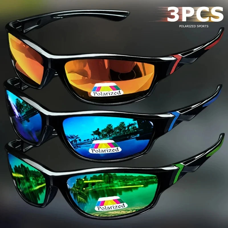 1/3PCS Vintage Sports Sunglasses Men Women Fishing Running Cycling Mountaineering Sport Man Sun Glasses Anti-Glare UV400